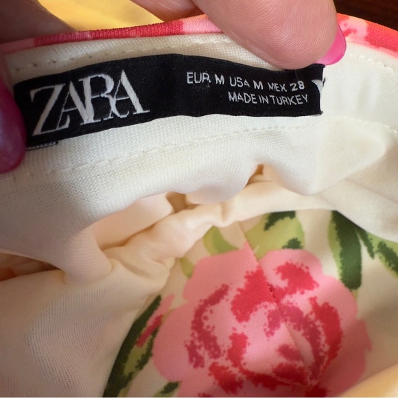 Zara Ruched Floral Strapless Bodysuit Pink Rose Print Cottagecore Y2K Coquette - Picture 9 of 16